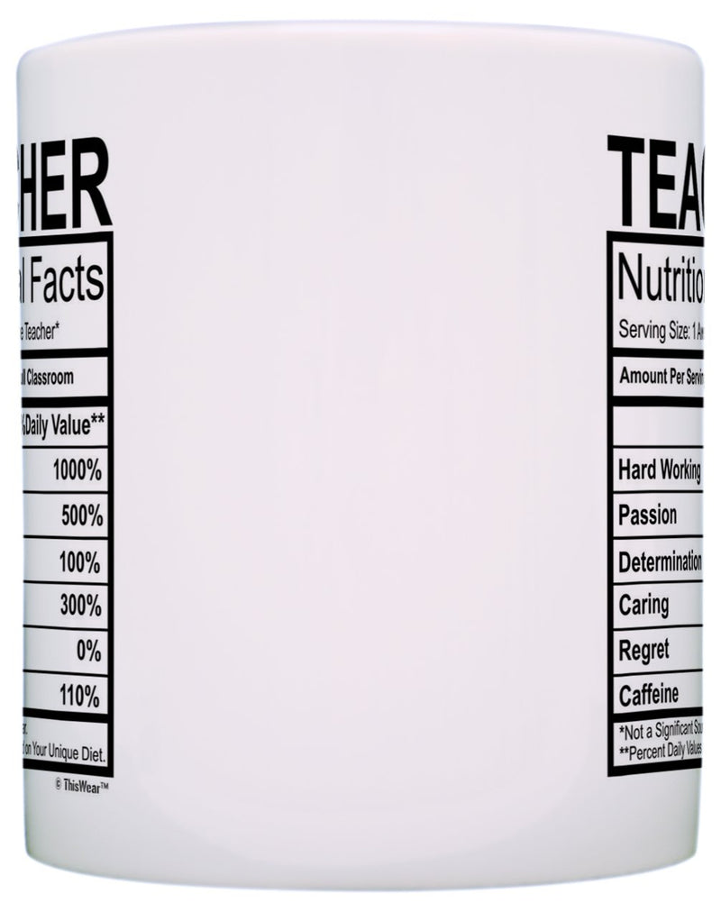 Teaching Gifts Teacher Nutritional Facts Label Classroom Decorations Gift Coffee Mug Tea Cup White - PawsPlanet Australia