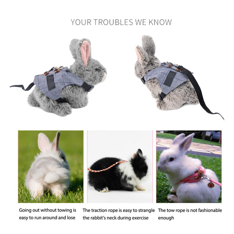 Rabbit Adjustable Harness Straps with Button Decoration Gentleman Suit Style for Outing Prevention Escape Size L - PawsPlanet Australia