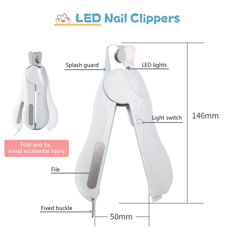 MZFANG Claw Scissors for Cats Nail Clippers Pet Cat Nail Cutter Nail Scissors Cat Claw Cutter with LED Light and Nail File Professional Claw Care Cutter for Dogs - PawsPlanet Australia