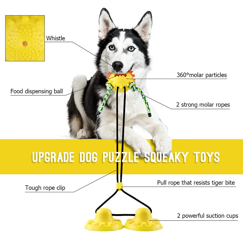 Dog Chew Toys for Aggressive Chewers Double Suction Cup Dog Toy Interactive Indestructible Dog Puzzle Toys Squeaky Molar Bite Ball for Teeth Cleaning Food Dispensing XL Dog Toys - PawsPlanet Australia