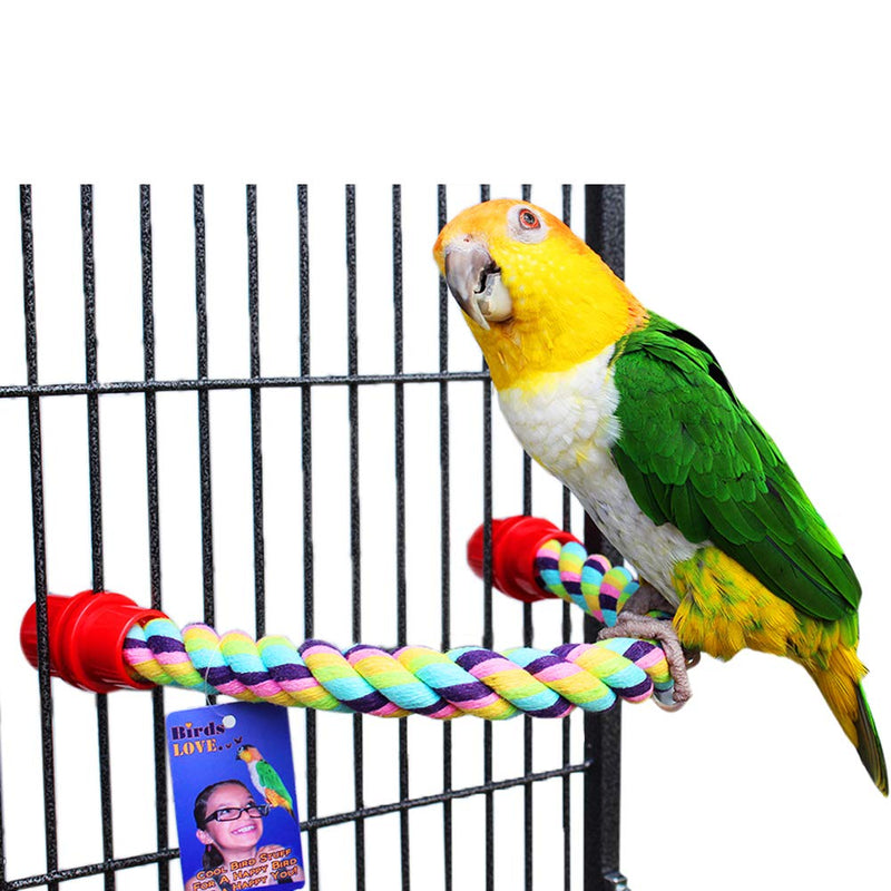 Birds LOVE Cotton Rope Comfy Cable Perches for Bird Cages - Choose The Right Size for Your Bird Single - 15.75" L x .75" W - PawsPlanet Australia