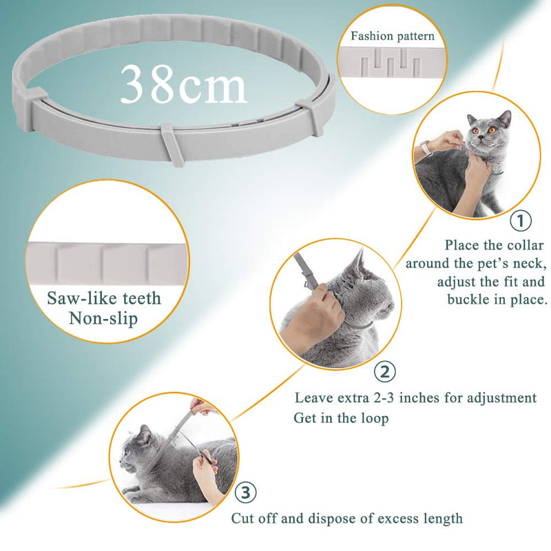 PROZADALAN Flea Collar for Cats, Tick Collar for Cats, Flea and Tick Collar for Cats, Waterproof Cat Flea Collar, Unique Plant Based Formula, Small to Extra Large, 8 months Protection, Universal Gray - PawsPlanet Australia