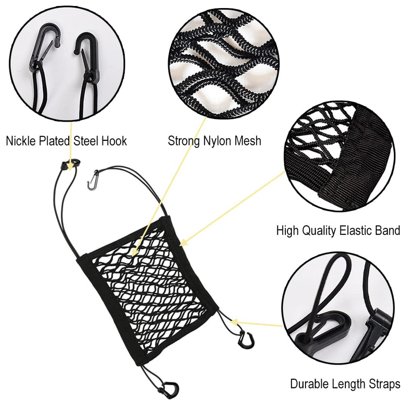 FEimaX Dog Car Net Barrier Pet Barriers Between Seats with Auto Safety Mesh Organizer, Storage Bag Universal for Cars, SUVs, Trucks, Safe Drive with Baby Pets 2 Layer 11 X 10.6 IN - PawsPlanet Australia