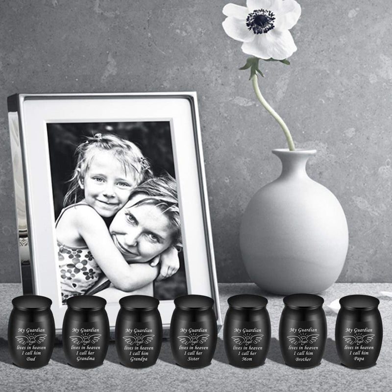 BGAFLOVE Memorials Heavenly Peace Wings of Love Small Keepsake Urns for Human Ashes Mini Cremation Urns for Ashes-My Guardian Angel Lives in Heaven I Call Him Brother. Black Decorative Urns - PawsPlanet Australia