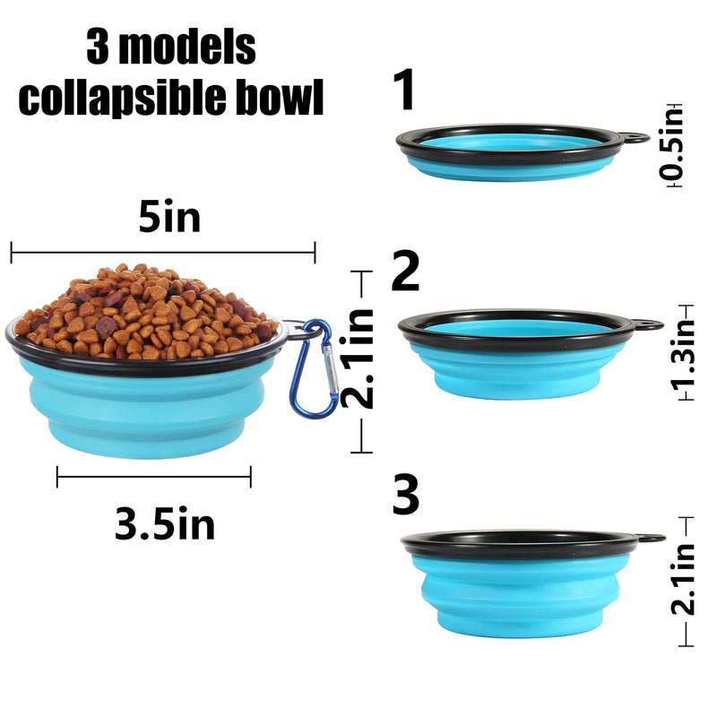 SLSON Collapsible Dog Bowls with Cover Lids,2 Pack Dog Travel Bowls Portable Foldable Cat Water Dish Bowl for Pets Walking Parking Camping,Light Blue and Green - PawsPlanet Australia