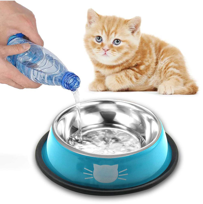 DMSL Cat Bowls Cat Bowl Set of 2 Non-Slip Stainless Steel Cat Bowl Cat Water Bowl Cat Bowl Raised Bowls and Drinking for Pet B+W - PawsPlanet Australia