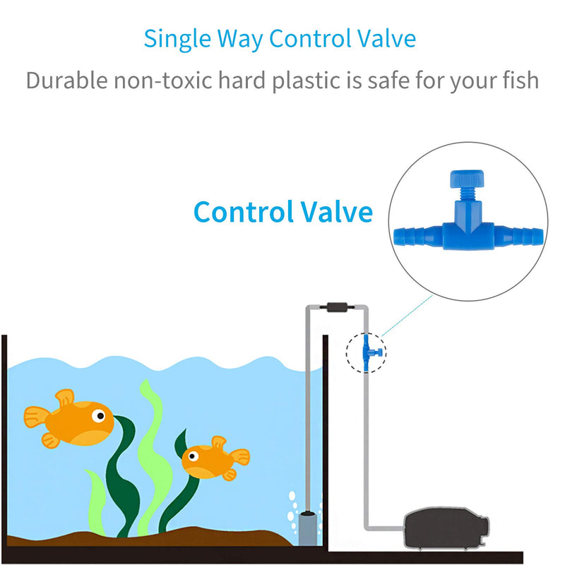 Pawfly 10 Pack Aquarium Control Valves Air Pump Single Way Blue Plastic Air Flow Control Regulator for 3/16" ID Tubing - PawsPlanet Australia