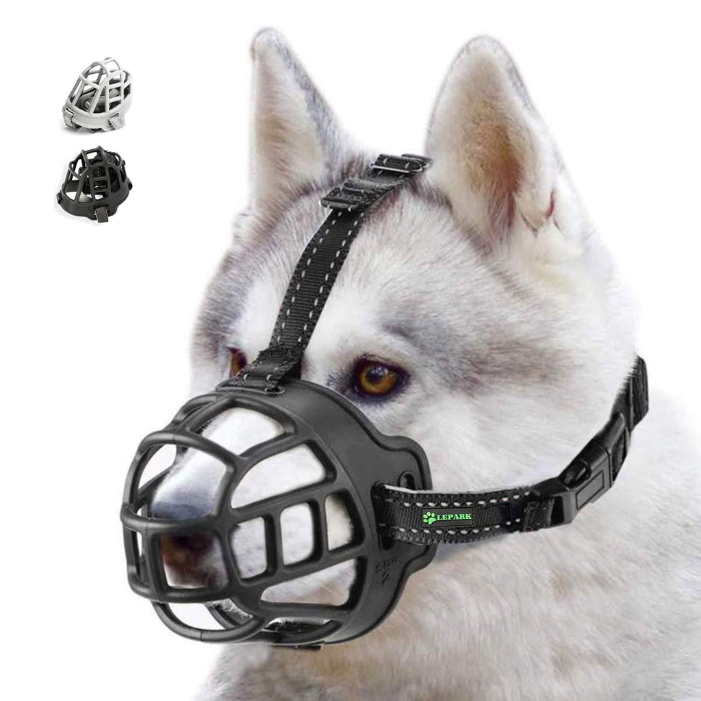 ILEPARK basket muzzle for dogs, silicone basket dog muzzles, breathable all-round coverage and adjustable straps, prevents barking, biting and chewing. (Size 2, black) Size 2 Black - PawsPlanet Australia