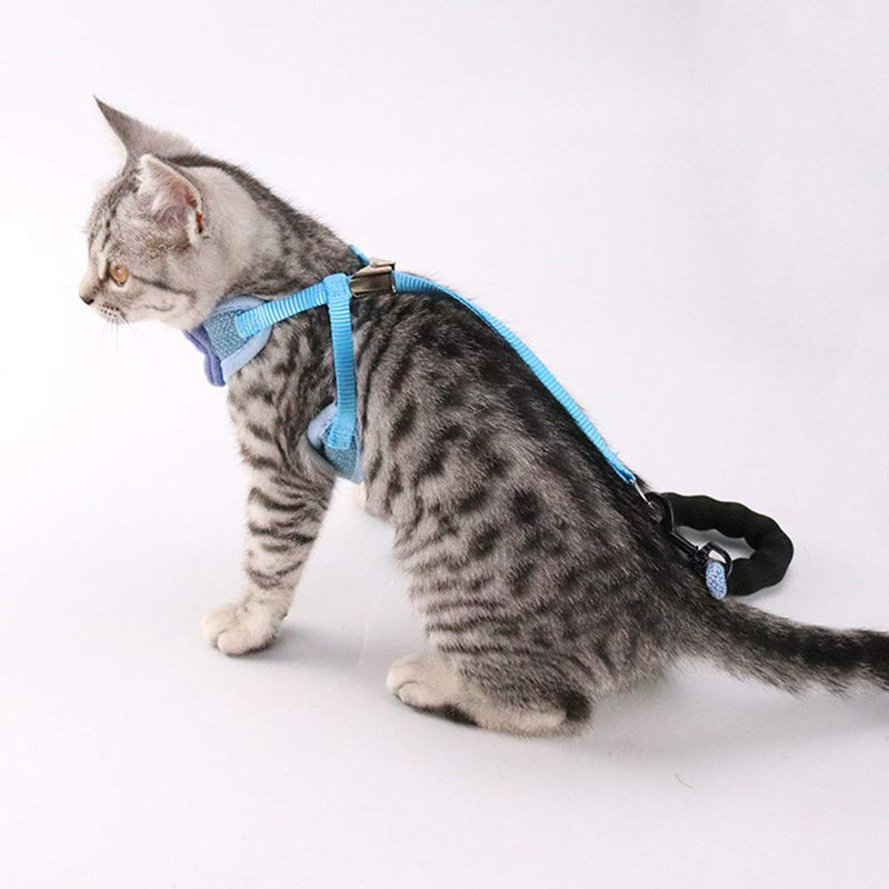 PaiLeWei Cat Harness and Lead Set Escape Proof, Adjustable Soft Kittens Vest Strip, Vest Harness Breathable Mesh,With 45 inch Leash,Cute Bow Design, for 2.5kg - 10kg Small Medium Cats (Gray) Gray - PawsPlanet Australia