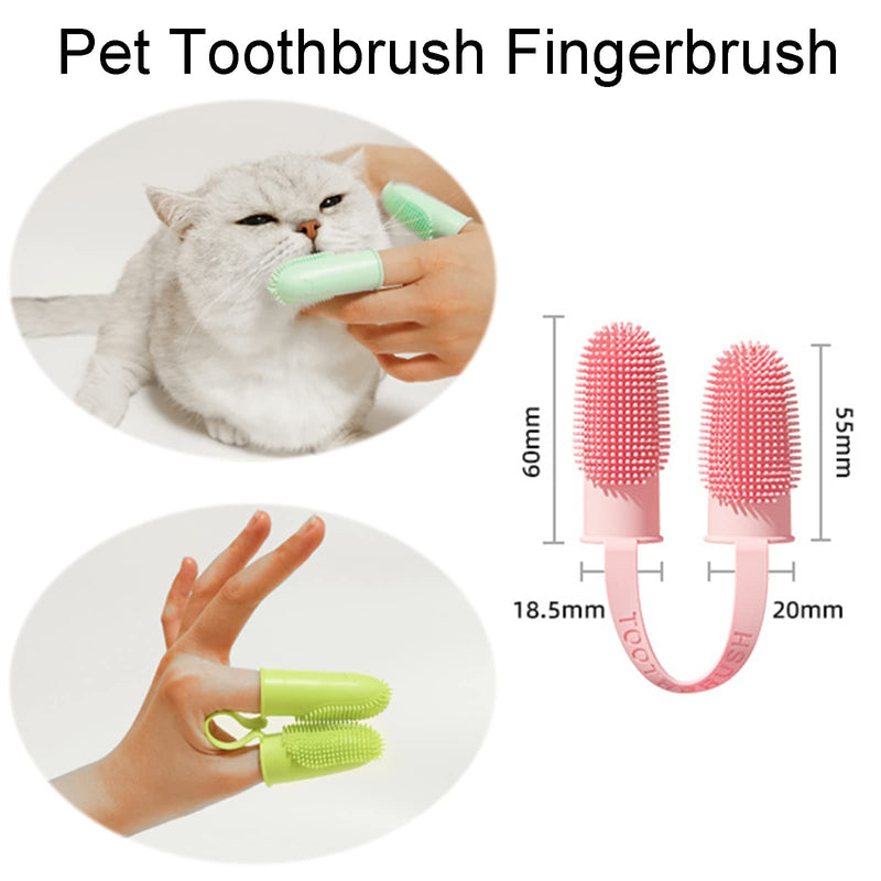 zoerbufan Dog Toothbrush Fingerling Silicone, 360° Fully Wrapped Bristles Anti-Plaque Finger Dog, Reusable Pet Finger Toothbrush for Small, Medium and Large Dogs (Pink) Pink - PawsPlanet Australia