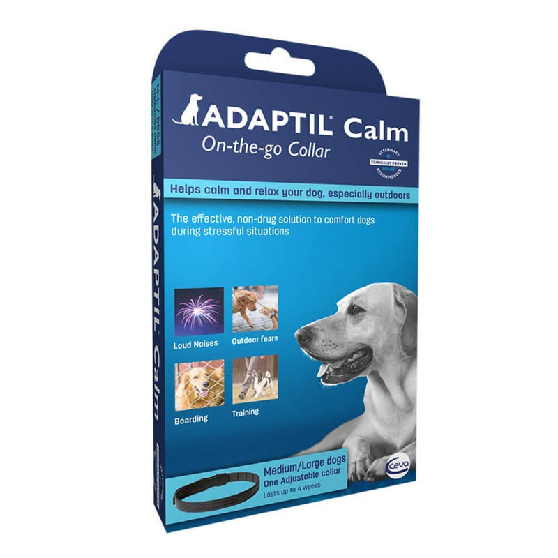Adaptil Dap Calm On - The - Go Dog Appeasing Pheromone Odorless Collar for Anxiety Stressful Large and Medium Dogs Max Adjustable Neck Size 24.6 Inches - PawsPlanet Australia