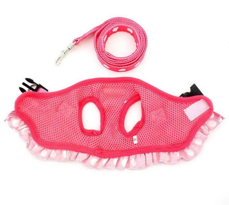 [Australia] - SELMAI Puppy Cat Small Girl Dog Dots Vest Harness Leash Set Mesh Padded No Pull Lead (Size Run Small,Please Check Size Details Carefully Before Purchase) M(Chest Girth 13.4";Neck Girth 8.7") Pink 