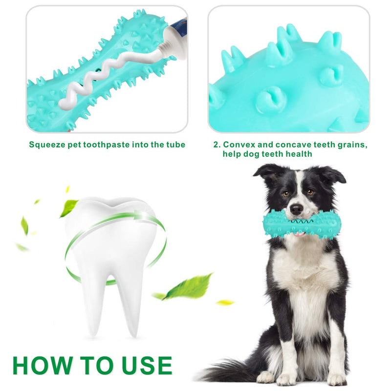 Idepet Dog Toothbrush Chew Toy, Non-Toxic Durable Natural Rubber Molar Stick Bite Resistant, Pet Interactive Training Puzzle Sounding Dog Toy Dental Care Brushing Light Blue - PawsPlanet Australia