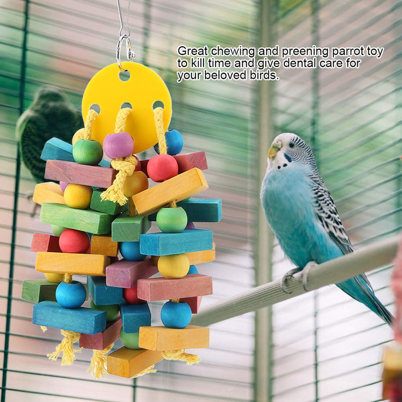 Oumefar Hanging Parrot Bird Toys Swing Multicolored Wooden Blocks Tearing Toys Bird Cage Nest Bite Toys for Birds Parrots - PawsPlanet Australia