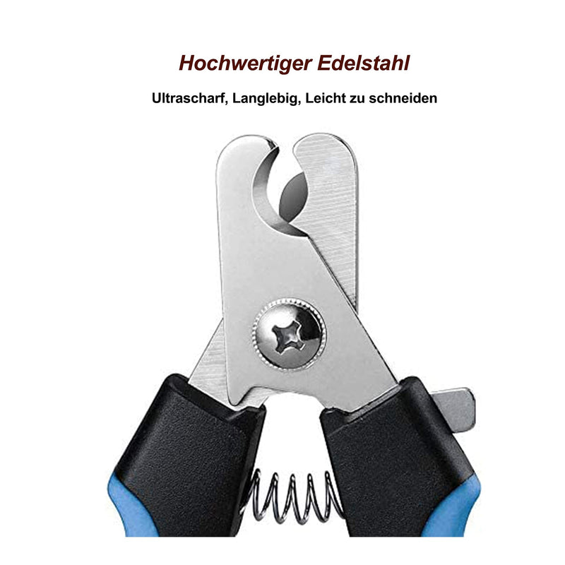 PenuSpt claw scissors for dogs and cats, professional dog and cat claw pliers with protective device, stainless steel claw pliers and nail file, used in beauty, dogs, cats, rabbits (blue L). - PawsPlanet Australia