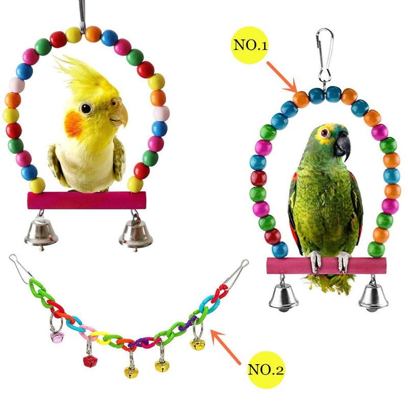 Bird Parrot Swing Toy Parrot Hanging Hammock Chewing Toy, Ladder, etc.5pcs/set, Father's Day Gift, Suitable for Parakeets, Lovebirds, Macaws, Finches and other Bird Cage Toys - PawsPlanet Australia