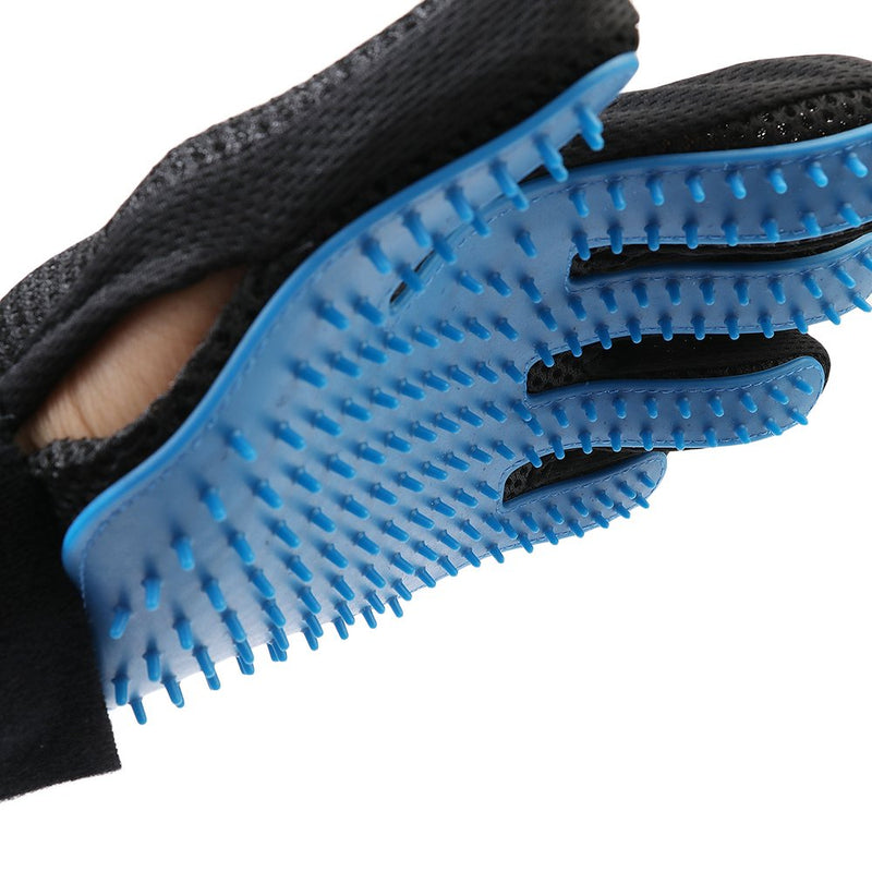 [Australia] - PLUSMI Pet Grooming Glove - Gentle Deshedding Brush Glove Efficient Pet Hair Remover Mitt and Massage Tool Perfect for Dogs & Cats with Long & Short Fur-1 Pair (Blue) 