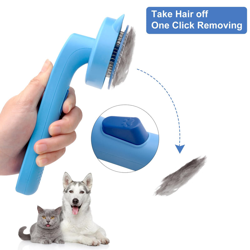 Cat brush, dog brush, pet brushes, self-cleaning pet brush, pet brush for cats and dogs with short, medium, long hair for removing undercoat, loose fur and dirt - PawsPlanet Australia