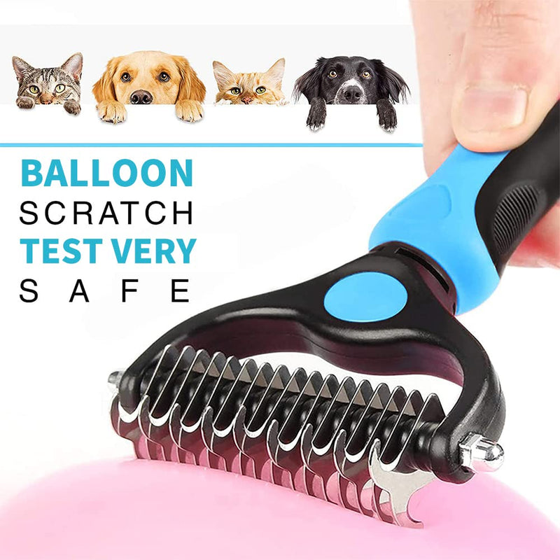 VENUSDALI dog brush and cat brush, 2 in 1 undercoat brush against matting and undercoat, fur brush for long-haired short-haired dogs, cats, undercoat brush and de-matting comb blue - PawsPlanet Australia
