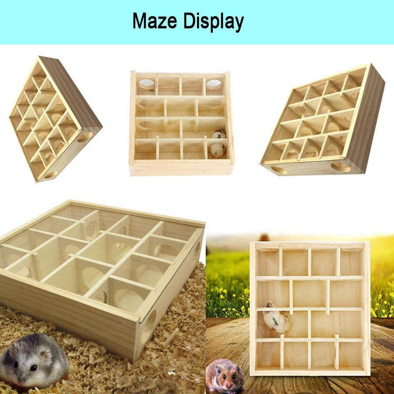 DINGZHAO Hamster Maze, Glass Cover Wooden Tunnel Toys Playing Small Animal House for Pet, Dwarf, Hamster, Gerbil, Rat Mouse - PawsPlanet Australia