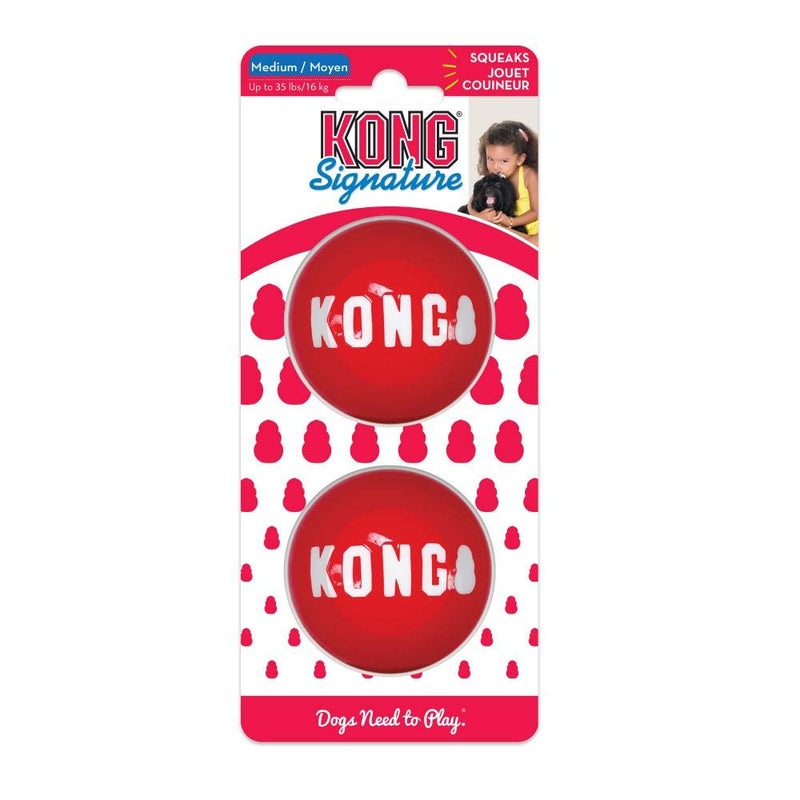 KONG - Signature Balls - 2 Pack Durable Ball for Chasing and Retrieving - For Medium Dogs Red 1 Count (Pack of 1) - PawsPlanet Australia