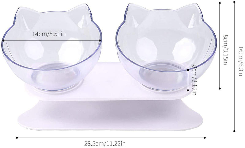 ARTLoe Cat Bowl, Raised Cat Feeding Bowl, Cat Bowls Pet Food Feeder, 15° Tilted, Pet Feeding Bowl, Anti-Slip Transparent Cat Food and Water Bowl for Cats and Dogs, Protect Pets Cervical Vertebra - PawsPlanet Australia