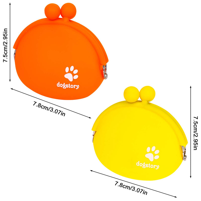 2 Packs Dog Cat Treat Pouch, Silicone Cat Dog Training Bag Portable Dog Treat Bags Multi-Purpose Pouch Coin Purse Key Case with Semi-Closed Opening for Dog Travel and Training(Yellow + Orange) Yellow + Orange - PawsPlanet Australia