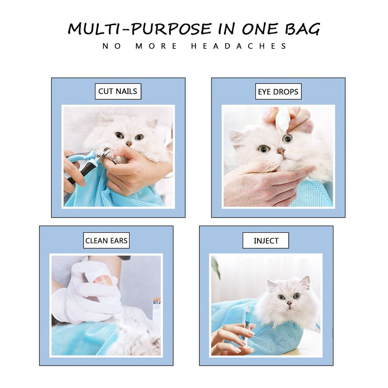 QEEQPF 1 Set Pet Nail Scissors & Cat Grooming Bag, Mesh Bag for Bathing Nail Scissors Cleaning and Treatment, Professional Cat Scissors Small Animal Puppy Nail Scissors (Blue) - PawsPlanet Australia