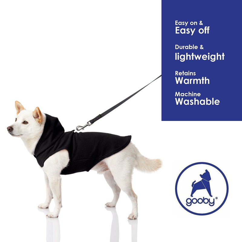 Gooby Fleece Vest Hoodie Dog Sweater - Warm Pullover Dog Hoodie with O-Ring Leash - Winter Hooded Small Dog Sweater - Dog Clothes for Small Dogs Boy or Girl, and Medium Dogs for Indoor and Outdoor Use 1 Black - PawsPlanet Australia