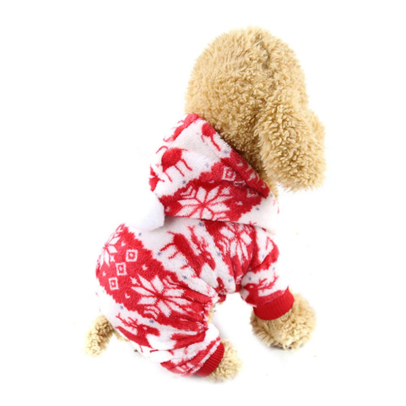 [Australia] - pawstrip Puppies Pajamas Winter Dog Hoodie Clothes with Button Warm Flannel Pet Pjs for Small Dogs and Cats XS-XXL XXL Christmas Elk 