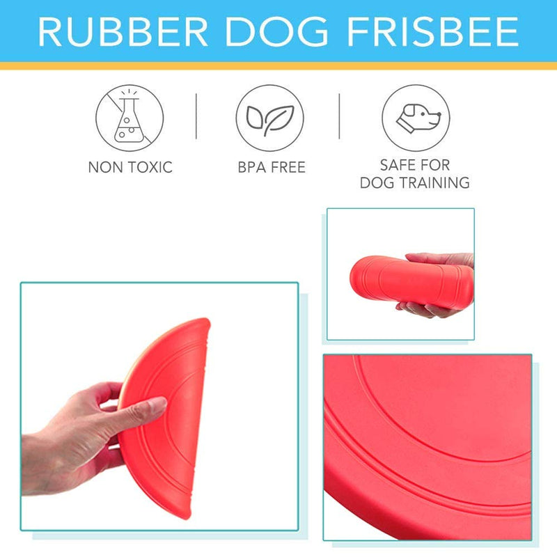 Frisbees for Dogs,Red Tossing Toys Durable Rubber for Most Size Dog Puppy 7Inch - PawsPlanet Australia