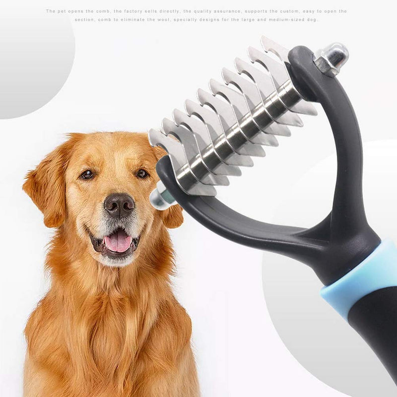 nuosen Pet Grooming Dematting Comb,Pet Dematting Rake Dog Comb Rake Dog Brush Dematting Comb for Dogs and Cats Removes Loose Undercoat Multicolour - PawsPlanet Australia
