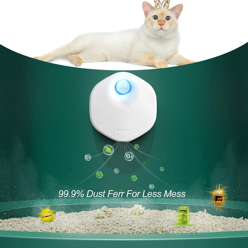 jo-box-mall Cat Litter Deodorizer Odor Box Genie, Smart Pet Smell Eliminator, No Electronic/Plastic Melting Smell, Auto On/Off, USB Powered, for All Kinds of Cat/Dog Litter Box Toilet. (White) - PawsPlanet Australia