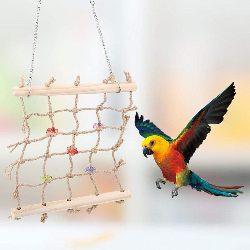 [Australia] - Bird Swing Climbing Ladder Colorful Pet Bird Parrot Chew Toy Rope Hammock Wooden Hanging Cage Toys Pet Supplies for Macaw African Greys Cockatoo Budgies Parakeet Cockatiel 