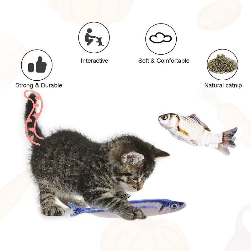 TAKUMLKOU Catnip Toys, Indoor Kitten Bite/Scratch Interactive Toys, Simulated Vegetables/Meat Plush Toys, Cat Pet Gift Set 5 Pieces Fish suits M - PawsPlanet Australia