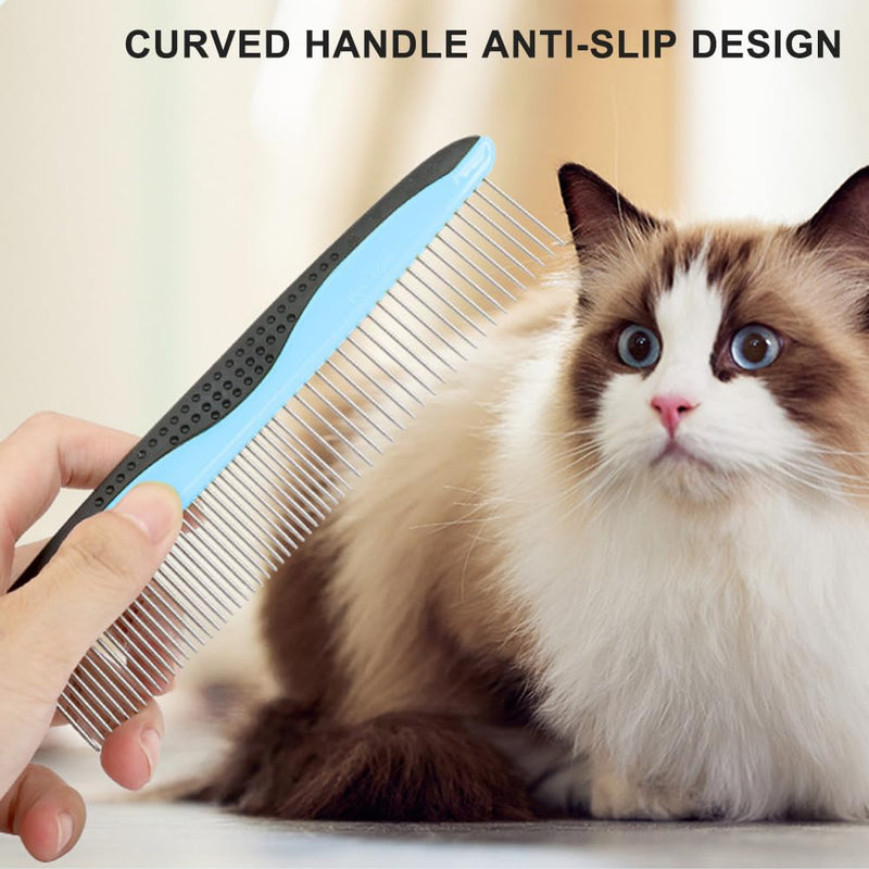 2-piece pet comb, portable cat dog flea comb, professional flea comb for removing fleas, stainless steel pet care combs, lice comb dust comb for cats and dogs (blue). - PawsPlanet Australia