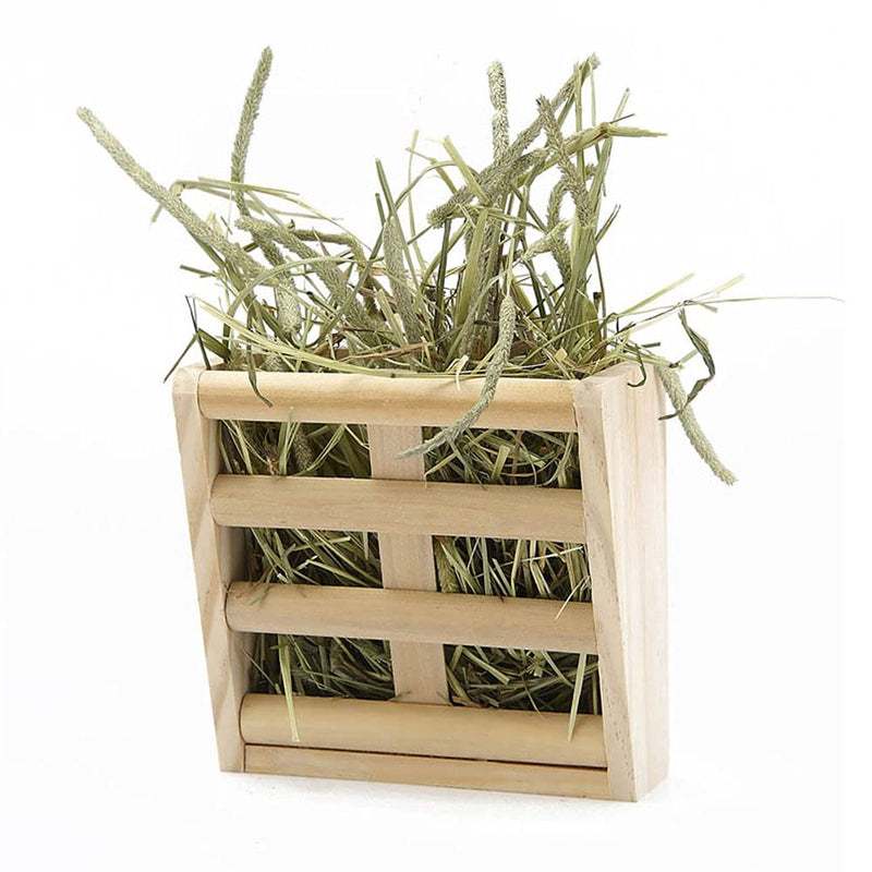 ANCLLO Rabbit Hay Feeder Rack Wooden Wall-mountable Hay Manger for Small Pets Bunny Chinchilla Guinea Pigs - PawsPlanet Australia