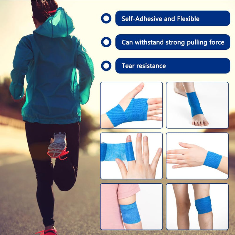 Self-adhesive bandage, 6 rolls of bandage, self-adhesive elastic bandage, adhesive bandage, cohesive adhesive bandage for cats, dogs, horses and people, blue 7.5 cm x 4.5 m - PawsPlanet Australia