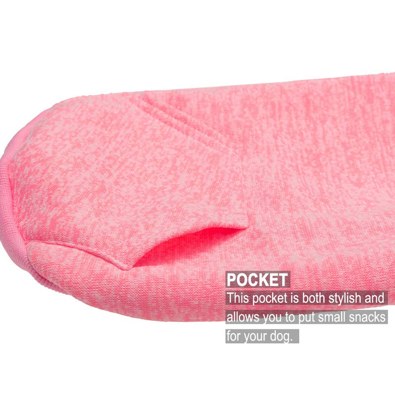 SCENEREAL Pet Dog Hoodies Knitwear Sweaters Winter Clothes with Hat and Pocket Windproof Small Pink - PawsPlanet Australia