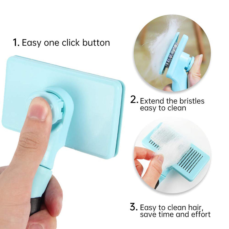 [Australia] - UmaUbaby Self Cleaning Slicker Brush - Pet Grooming Brush for Dogs and Cats - Pets Cat and Dog Hair Brush Tools - Dog Brush and Cat Brush Suitable - Massages Particle Pet Comb Blue 