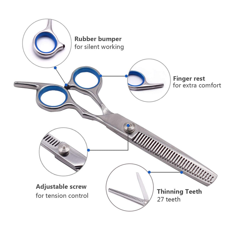 [Australia] - Vhabob Dog Grooming Scissors Kit, Professional Pet Grooming Trimmer Set for Dogs with Safety Round Tips, 5 in 1 Heavy Duty Thinning Straight Curved Shears with Comb for Cat Pet 