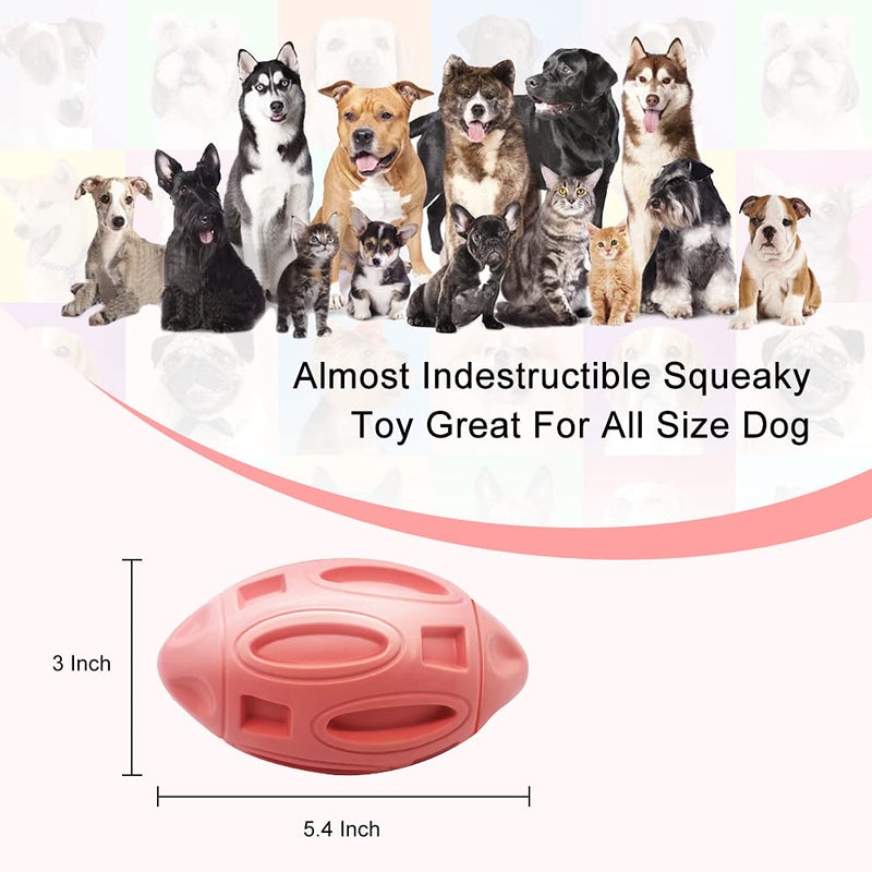 Vzatt Dog Squeaky Toys for Aggressive Chewers Indestructible Tough Durable Dog Chew Fetch Balls with Squeaker Pet Toys for Medium Large Dog Breed Puppy Natural Rubber Teeth Cleaning Pink - PawsPlanet Australia