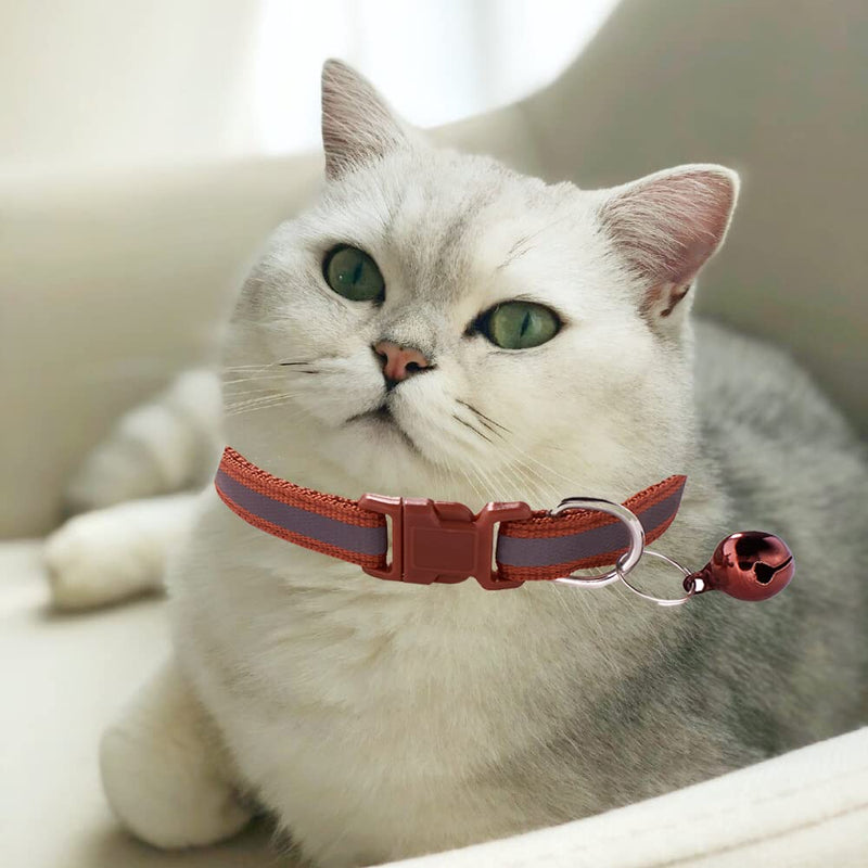 JVHLOV Pack of 6 reflective cat collars, adjustable collar for cats (19-32 cm), cat collar with safety clasp, adjustable to the weight of your cat - PawsPlanet Australia