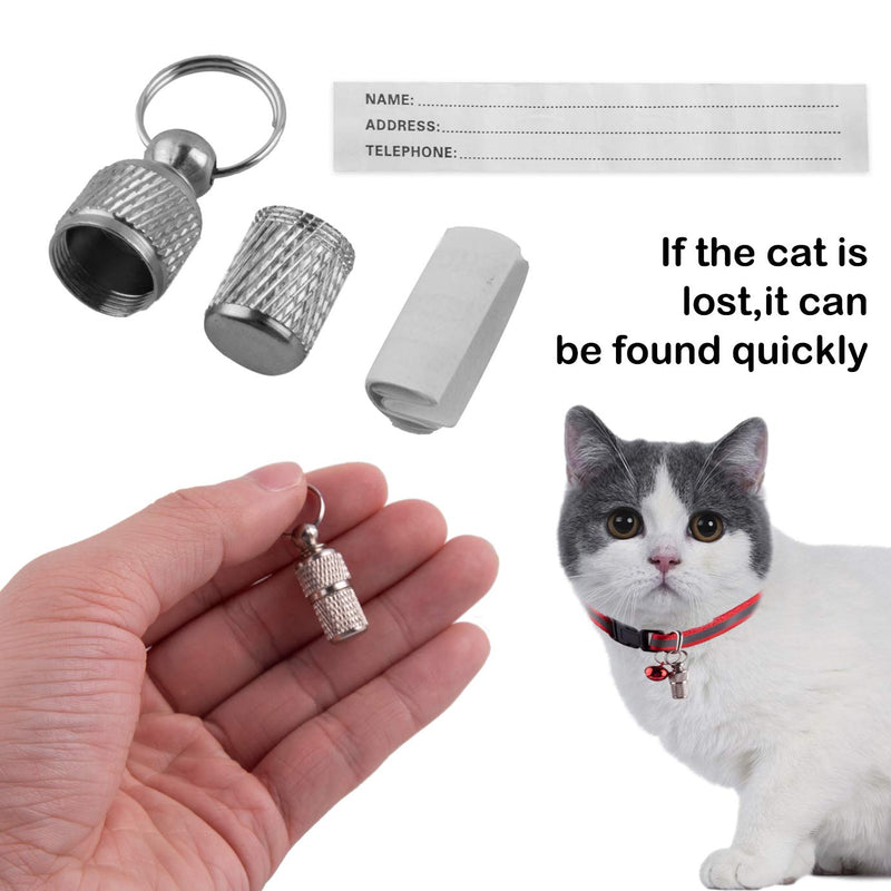 QUACOWW 4 Pieces Pet ID Tube Tags With 1 Pieces Pet Collar Stainless Steel Anti Lost Pet ID Tag for Dogs Cat Puppy Collar to Prevent Pet Loss - PawsPlanet Australia