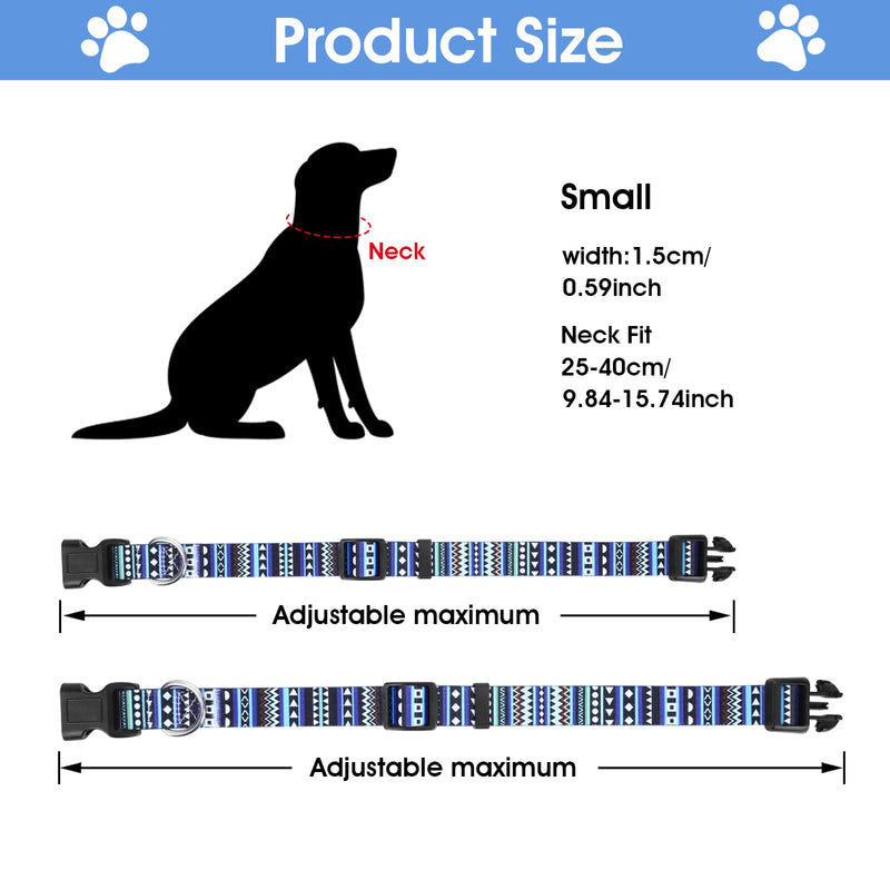 cobee Nylon Bohemian Pattern Dog Collar Adjustable Puppy Collars Ethnic Style Collar Soft Comfortable Pet Collar for Dogs and Cats (Bohemian Blue, Size S) Bohemian Blue, Size S - PawsPlanet Australia