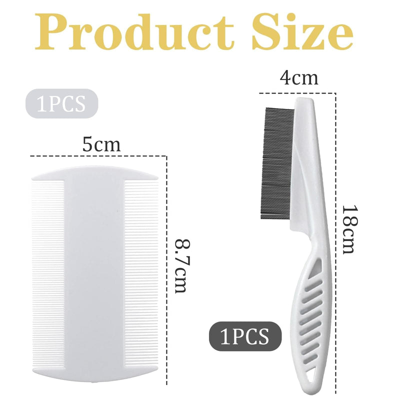 Mezrkuwr® Pack of 2 Fine Tooth Combs for Pets, Cat Dog Flea Comb Pet Comb Lice Comb Professional Dust Comb Flea Flea Comb Lice Combs Tear Stain Remover (White) - PawsPlanet Australia