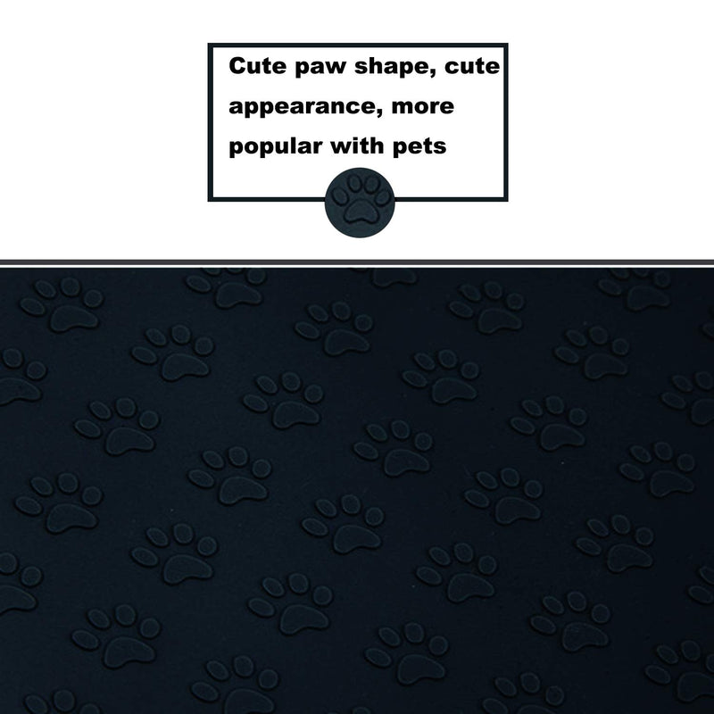 SUOXU Dog Food Mat, Silicone Dog Bowl Mat, Non-Slip Cat And Dog Feeding Mat, Waterproof Dog Placemat 60 * 41cm (L-Black) 41x60cm Black-2 - PawsPlanet Australia