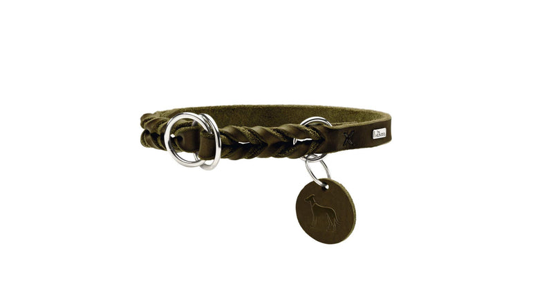 HUNTER Training collar Solid Education, 45 67305 Soft genuine cow leather, olive Small - PawsPlanet Australia