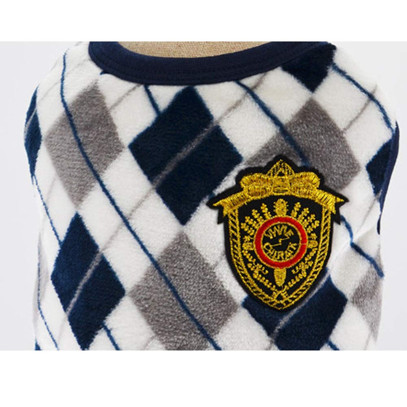 [Australia] - HAPEE Pet Clothes The Diamond Plaid Cat Dog Sweater,Dog Accessories,Dog Apparel,Pet Sweatshirt 23-Navy Back Length 14" 