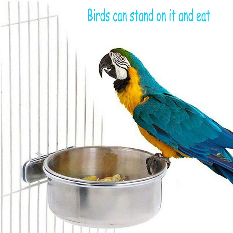 PINVNBY Parrot Feeding Cups Birds Food Dish Stainless Steel Parrot Feeders Water Cage Bowls with Clamp Holder for Cockatiel Conure Budgies Parakeet Parrot Macaw Small Animal Chinchilla Pack of 2 - PawsPlanet Australia